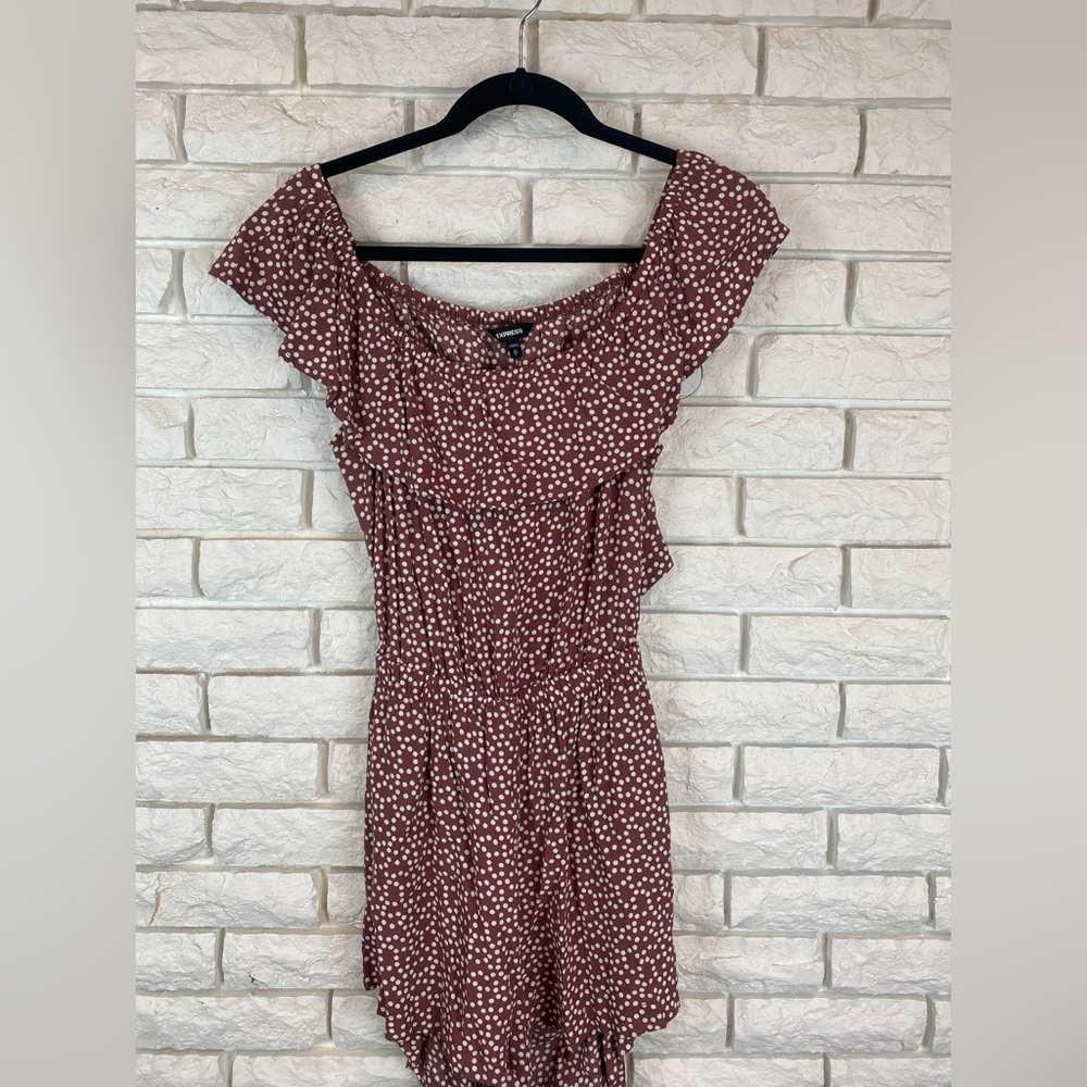 Express Polka Dot Open Back Romper Size Medium - image 1
